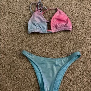 Target Girls Pink and Light Blue Shimmery Two-Piece Swim Set